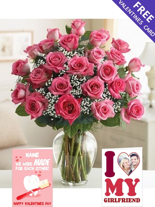 24 Pink Roses
