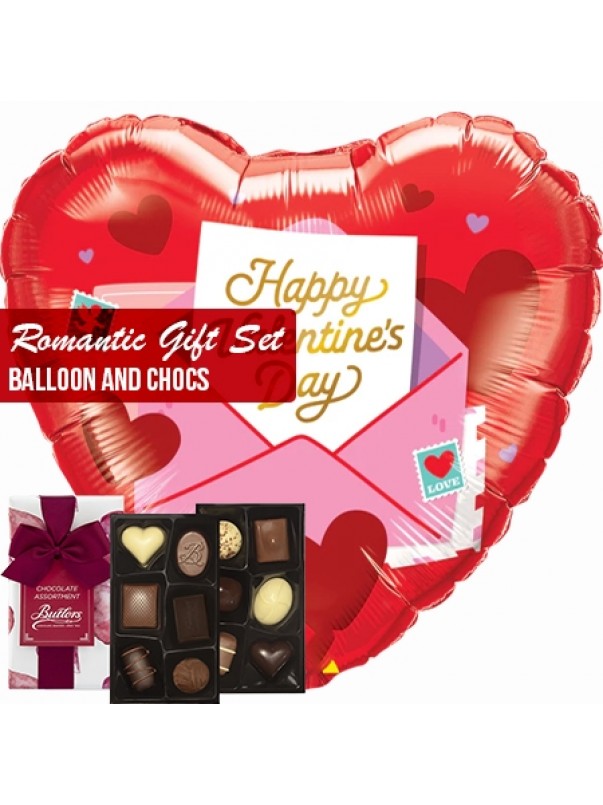 Romantic gift set red heart balloon and chocs