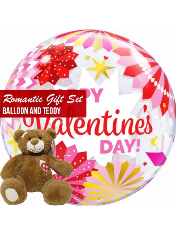 Romantic gift set bubble balloon and teddy