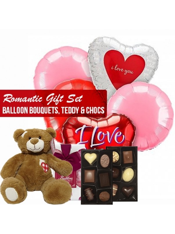 Romantic gift set combo balloons bouquets teddy and chocs 2