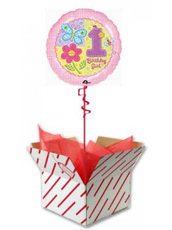 Hugs and Stitches Baby Girl 1st Birthday Balloon