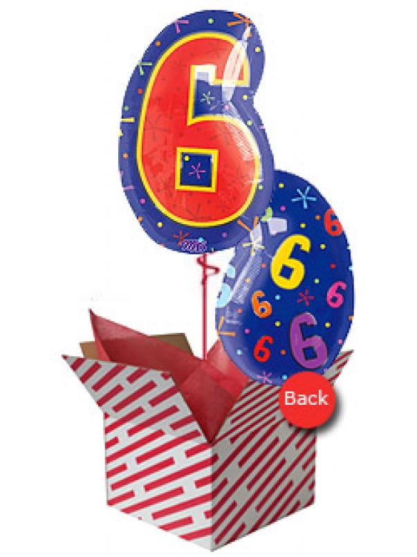 Number 6 Multicoloured Birthday Balloon