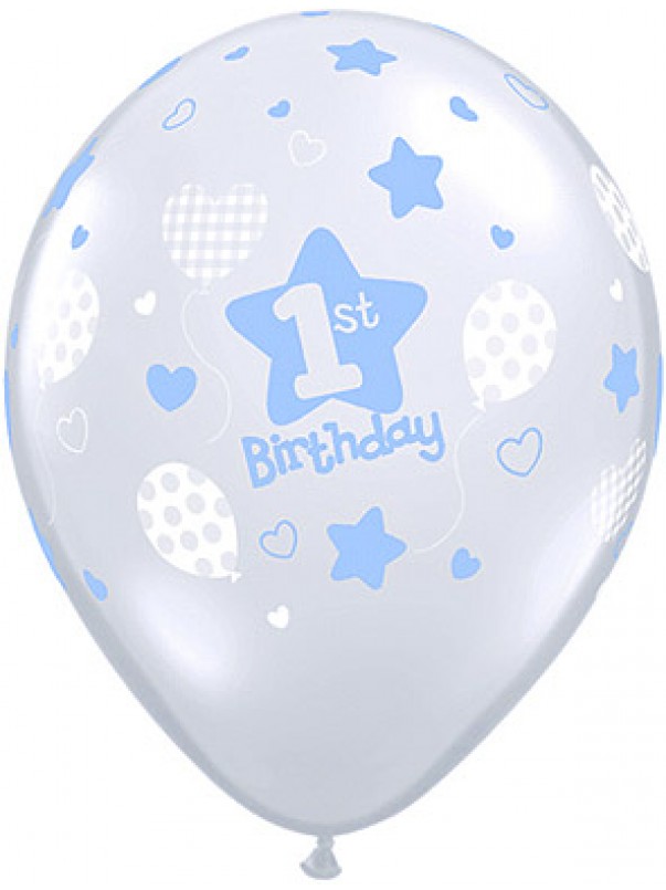 1st Birthday Boy Soft Patterns Balloon