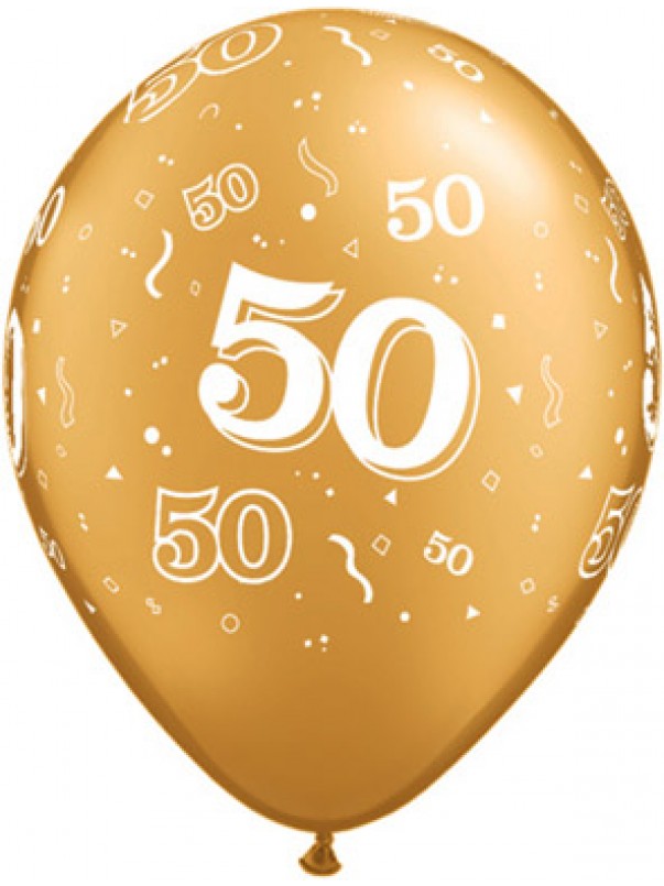 Gold 50 A-Round Latex Balloons