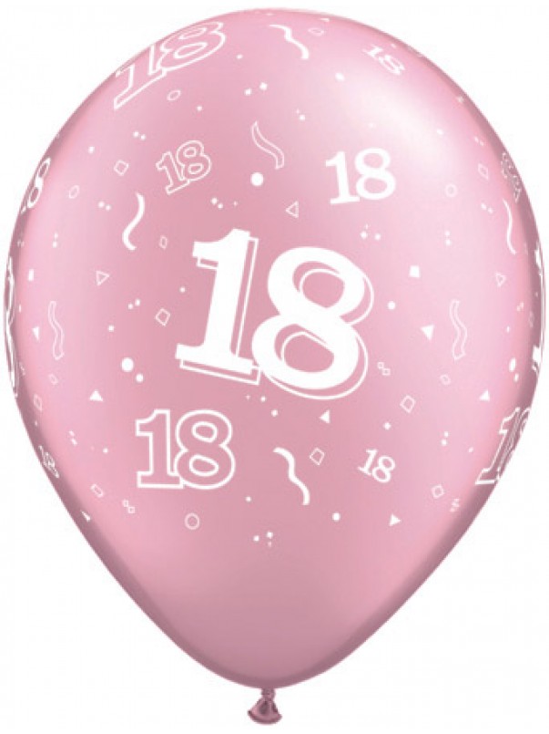 Pink 18th A-Round Birthday Balloons