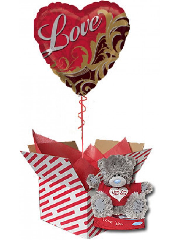  I Love You Balloon and Teddy Bear Gift