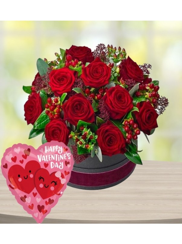 Luxury Rose Hatbox & Balloon