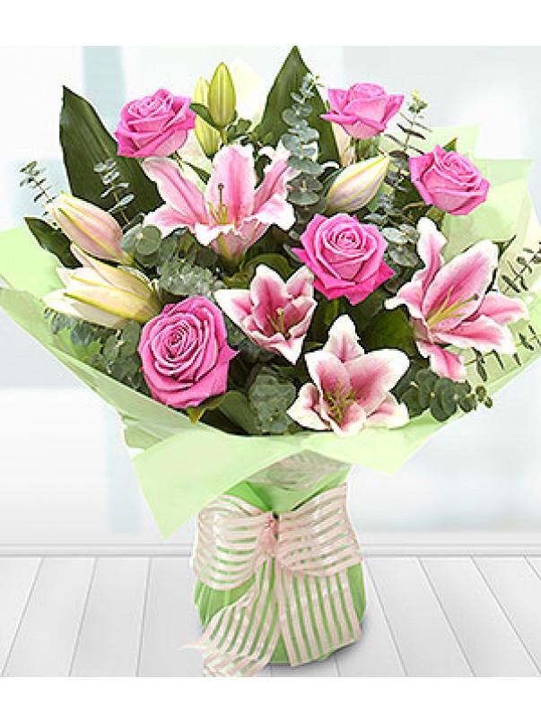 Pink Rose and Lily Classic Bouquet