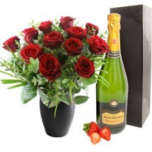 Twelve Red Roses with Prosecco Bubbly