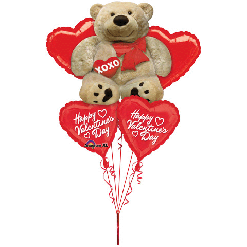 Big! Cuddly Bear Valentine's Balloon Bouquet 