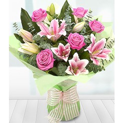 Pink Rose and Lily Classic Bouquet