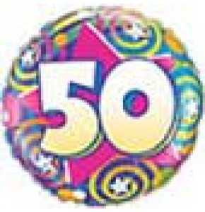 50th Birthday Stars and Swirls Balloon