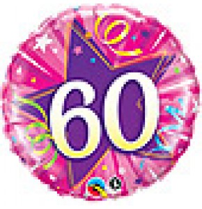 60th Shining Star Hot Pink Birthday Balloon