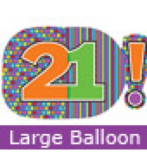 Large 21st Birthday Dots and Stripes Balloon