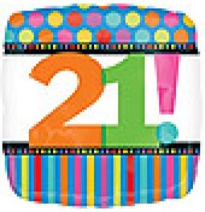  21st Birthday Dots and Stripes Balloon