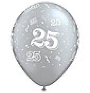25 A-Round Silver Latex Balloon