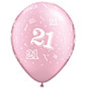 21st A-Round Birthday Balloons - Pink