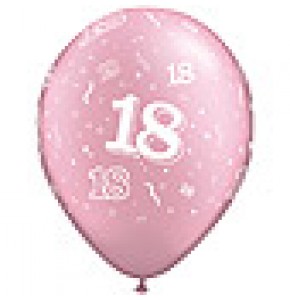 Pink 18th A-Round Birthday Balloons