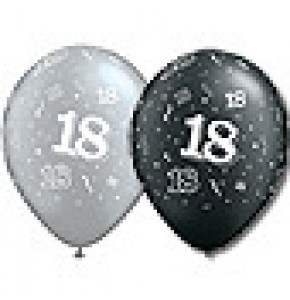 18 Birthday Balloons - Black and Silver