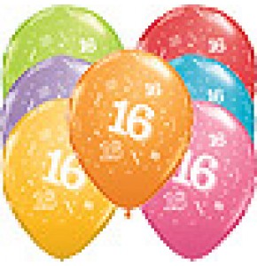 16th A-Round Birthday Balloons