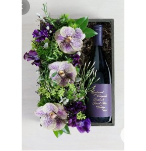 Orchid Flower Crate With Wine
