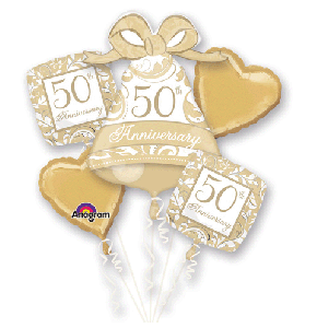 50th Golden Wedding Anniversary Balloon Bouquet