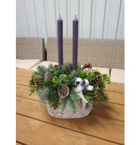 Gray Potted Candle Arrangement